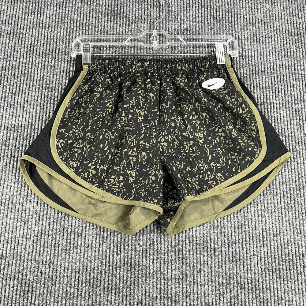 Nike Shorts Womens Small Green Black Lined Dri Fit Drawstrings Active Workout